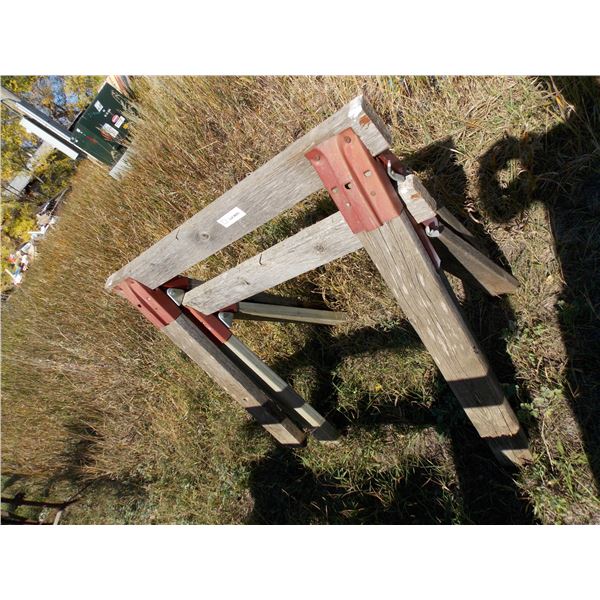 Pair of wooden sawhorses
