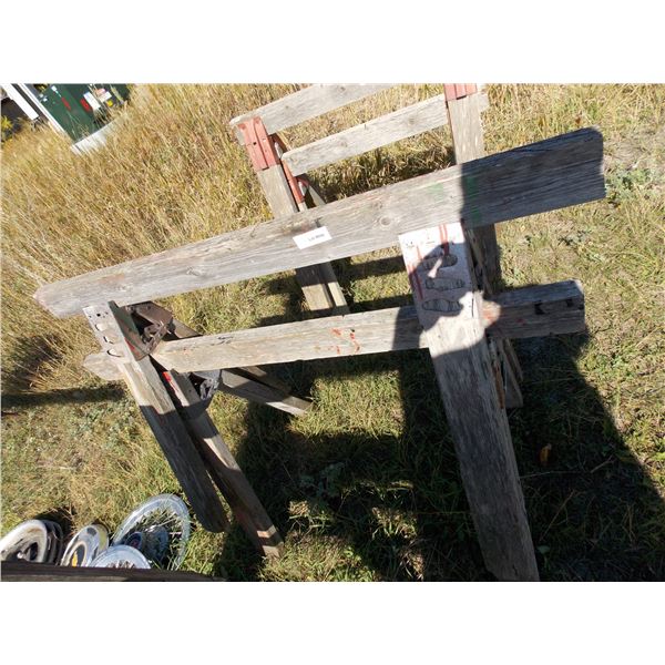 Pair of wooden sawhorses
