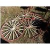 Image 1 : 5x The Money - Five Wooden Vintage Wagon Wheels