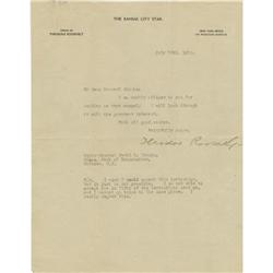 Theodore Roosevelt Typed Letter Signed
