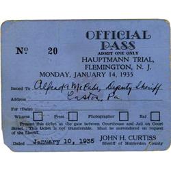 Official Pass to the Lindbergh Kidnapping Trial