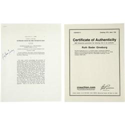 Ruth Bader Ginsburg Signed Typescript Opinion