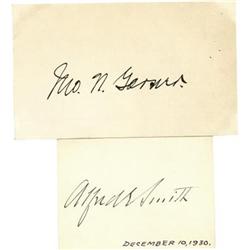 John N. Garner and Alfred E. Smith Signed Cards.