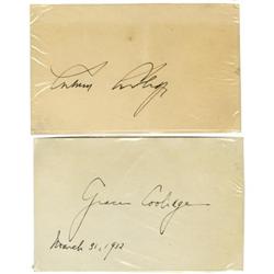 Calvin Coolidge and Grace Coolidge Signed Cards.
