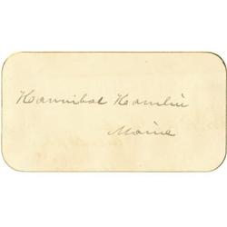 Vice-President Hannibal Hamlin Autograph Card.