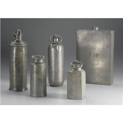 Group of five pewter containers