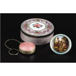 Three small French powder boxes