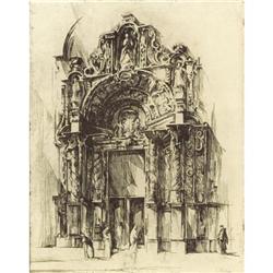 Earl Horter, Etching, Cathedral Door