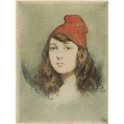 Continental School, Aquatint, Portrait of a Girl