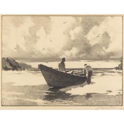 Gordon Hope Grant, Lithograph, Fishermen