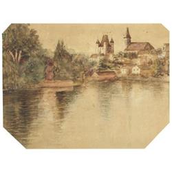 Continental School, Watercolor on paper