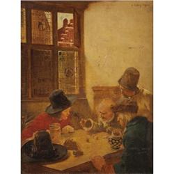 After Claus Meyer, Oil over a print on panel