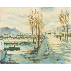Rene-Paul Parisot, Oil on canvas, Sur la Seine