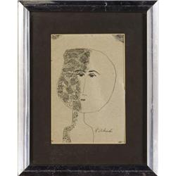 Fritzie Abadi, Black ink on paper, Personage