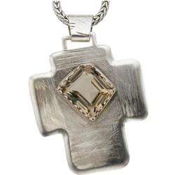 Smokey Quartz, Sterling Silver Cross-Necklace