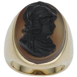 Gentleman's Hardstone Cameo, Gold Ring