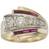 Image 1 : Retro Diamond, Synthetic Ruby, Gold Ring