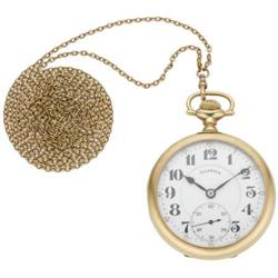 Illinois gold pocket watch gold neckchain c.1919
