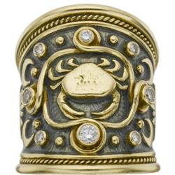 Diamond, Enamel,Gold Zodiac Ring, Elizabeth Gage