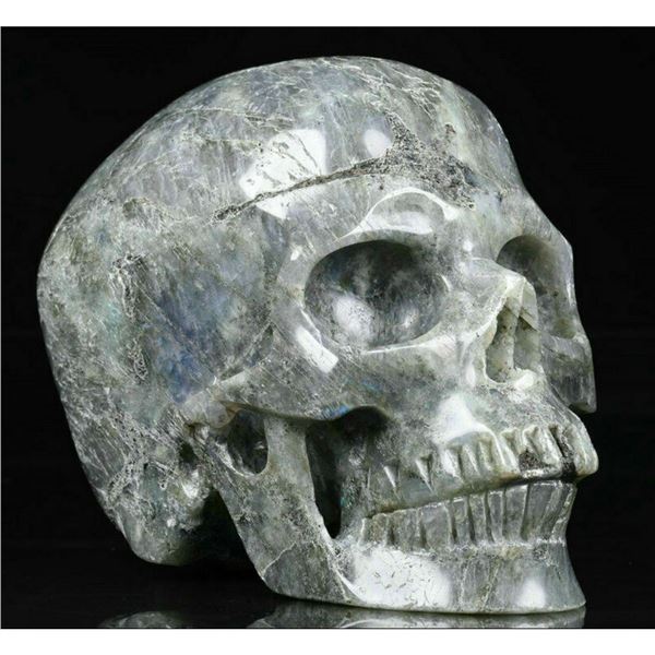 Large Size Labradorite Gemstone Carved Skull
