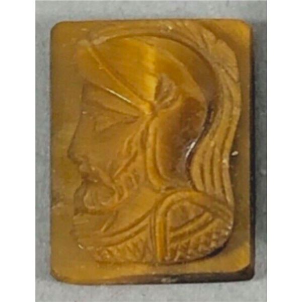 Antique Carved Tigers Eye Classical Soldier Cameo