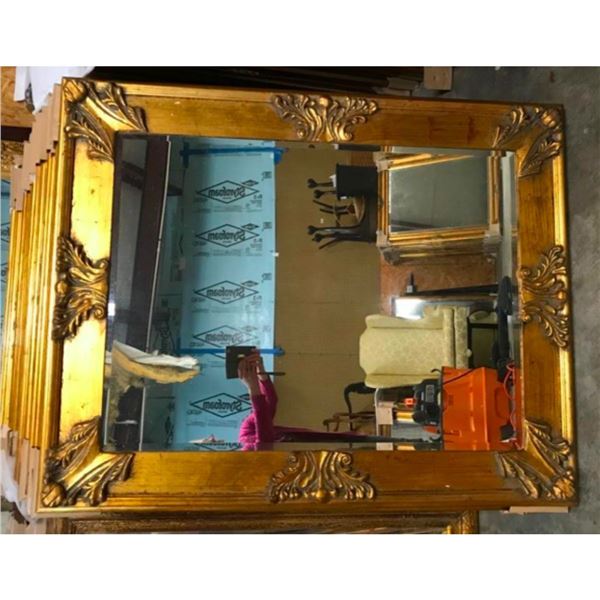 Florentine Style Ornate Gold Gilt Wooden Beveled Mirror