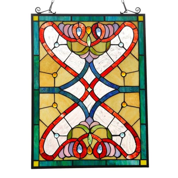 Stained Art Glass Jeweled Hanging Window