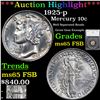 Image 1 : ***Auction Highlight*** 1925-p Mercury Dime 10c Graded ms65 FSB By SEGS (fc)