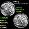 Image 1 : 1945-p Walking Liberty Half Dollar 50c Grades Choice+ Unc