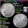 Image 1 : ***Auction Highlight*** 1890-s Morgan Dollar $1 Graded Choice+ Unc BY USCG (fc)