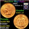 Image 1 : ***Auction Highlight*** 1907 Indian Cent 1c Graded Gem+ Unc RD By USCG (fc)