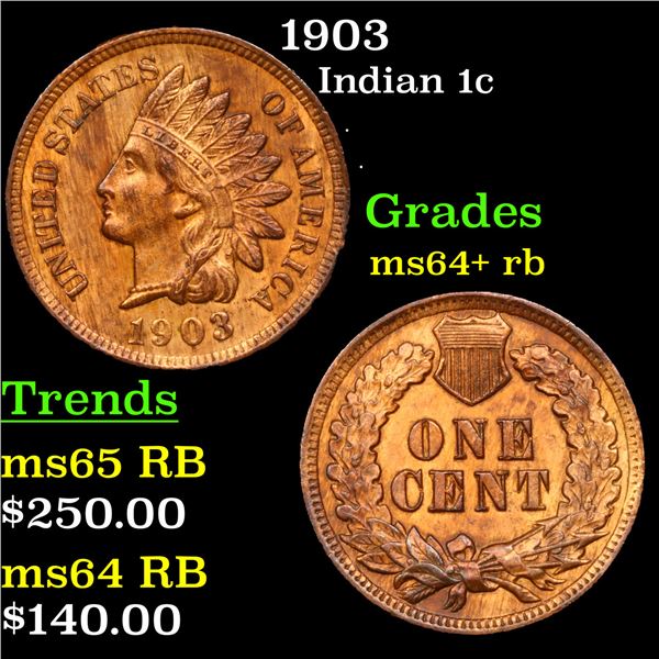 1903 Indian Cent 1c Grades Choice+ Unc RB