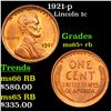 Image 1 : 1921-p Lincoln Cent 1c Grades Gem+ Unc RB