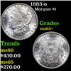 Image 1 : 1883-o Morgan Dollar $1 Grades GEM+ Unc