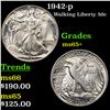Image 1 : 1942-p Walking Liberty Half Dollar 50c Grades GEM+ Unc