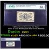 Image 1 : US Fractional Currency 10c Third Issue fr-1255 Washington Bust Green Reverse Graded cu64 By PMG