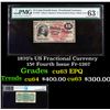 Image 1 : 1870's US Fractional Currency 15¢ Fourth Issue Fr-1267 Graded cu63 EPQ By PMG