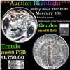 Image 1 : ***Auction Highlight*** 1937-p Near TOP POP! Mercury Dime 10c Graded ms68 fsb By SEGS (fc)