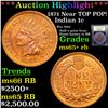 Image 1 : ***Auction Highlight*** 1871 Near TOP POP! Indian Cent 1c Graded Gem+ Unc RB By USCG (fc)