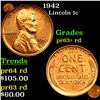 Image 1 : Proof 1942 Lincoln Cent 1c Grades Select+ Proof Red