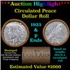 Image 1 : ***Auction Highlight*** Full solid Date Peace silver dollar roll, 20 coin 1923 & 'P' Ends (fc)