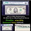 Image 1 : PCGS 1981 $5 FRN Philidelphia, PA Mint Error Misalingment Error Graded xf40 EPQ By PCGS