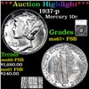 ***Auction Highlight*** 1937-p Mercury Dime 10c Graded ms67+ FSB By SEGS (fc)