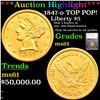 ***Auction Highlight*** 1847-o TOP POP! Gold Liberty Half Eagle $5 Graded ms61 By SEGS (fc)
