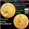 ***Auction Highlight*** 1909-p Near Top POP! Gold Indian Quarter Eagle $2 1/2 Graded ms66 By SEGS (f