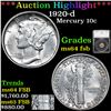 Image 1 : ***Auction Highlight*** 1920-d Mercury Dime 10c Graded ms64 fsb By SEGS (fc)