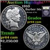 Proof ***Auction Highlight*** 1910 Barber Half Dollars 50c Graded Choice Proof Cameo By USCG (fc)