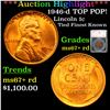 1946-d TOP POP! Lincoln Cent 1c Graded ms67+ rd By SEGS