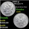 1892-p Morgan Dollar $1 Grades Choice AU
