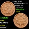 1855 N-9 Braided Hair Large Cent 1c Grades xf+